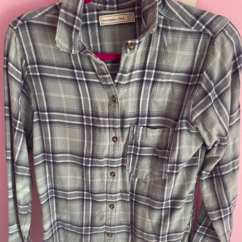 Abercrombie & Fitch Oversized women’s  Blue Plaid Flannel